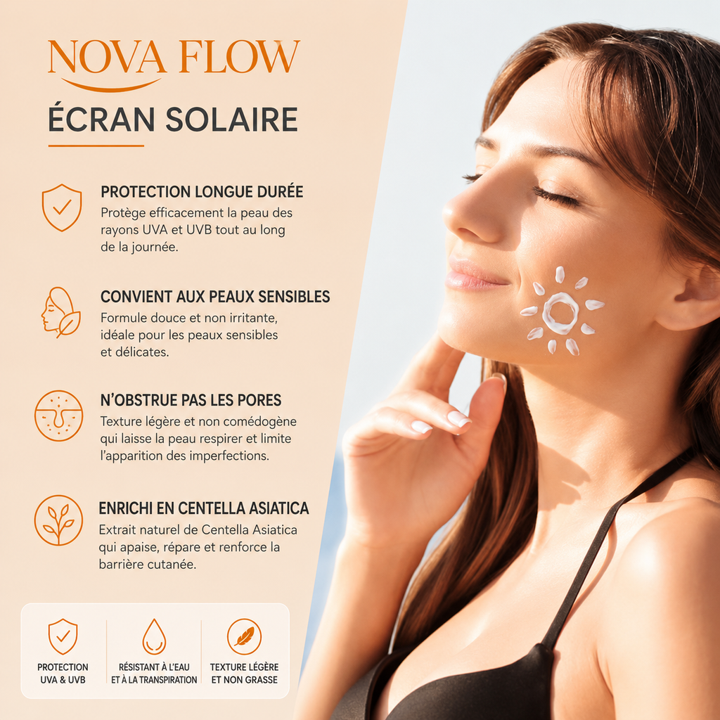 Crème Solaire EELHOE SPF 60+ PA+++ UVA/UVB – Protection 8H Hydratante & Waterproof 50 ml
