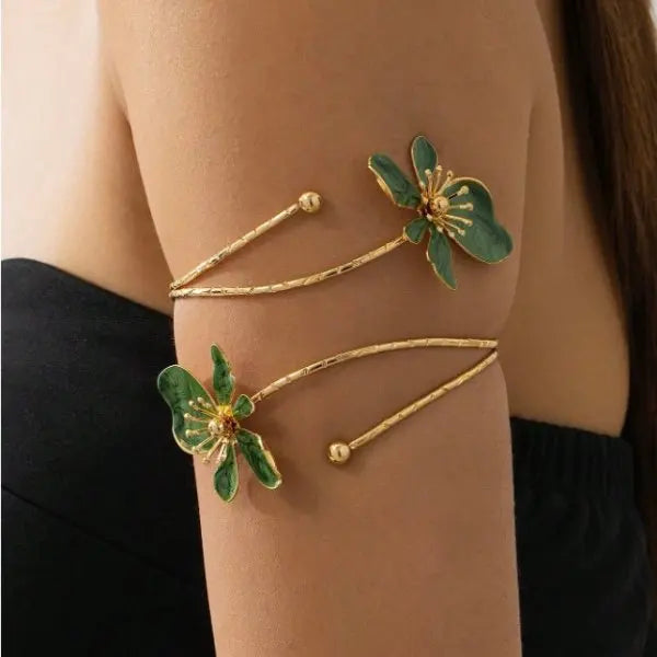 🌸 Bracelet de Bras Fleur Élégance Dorée