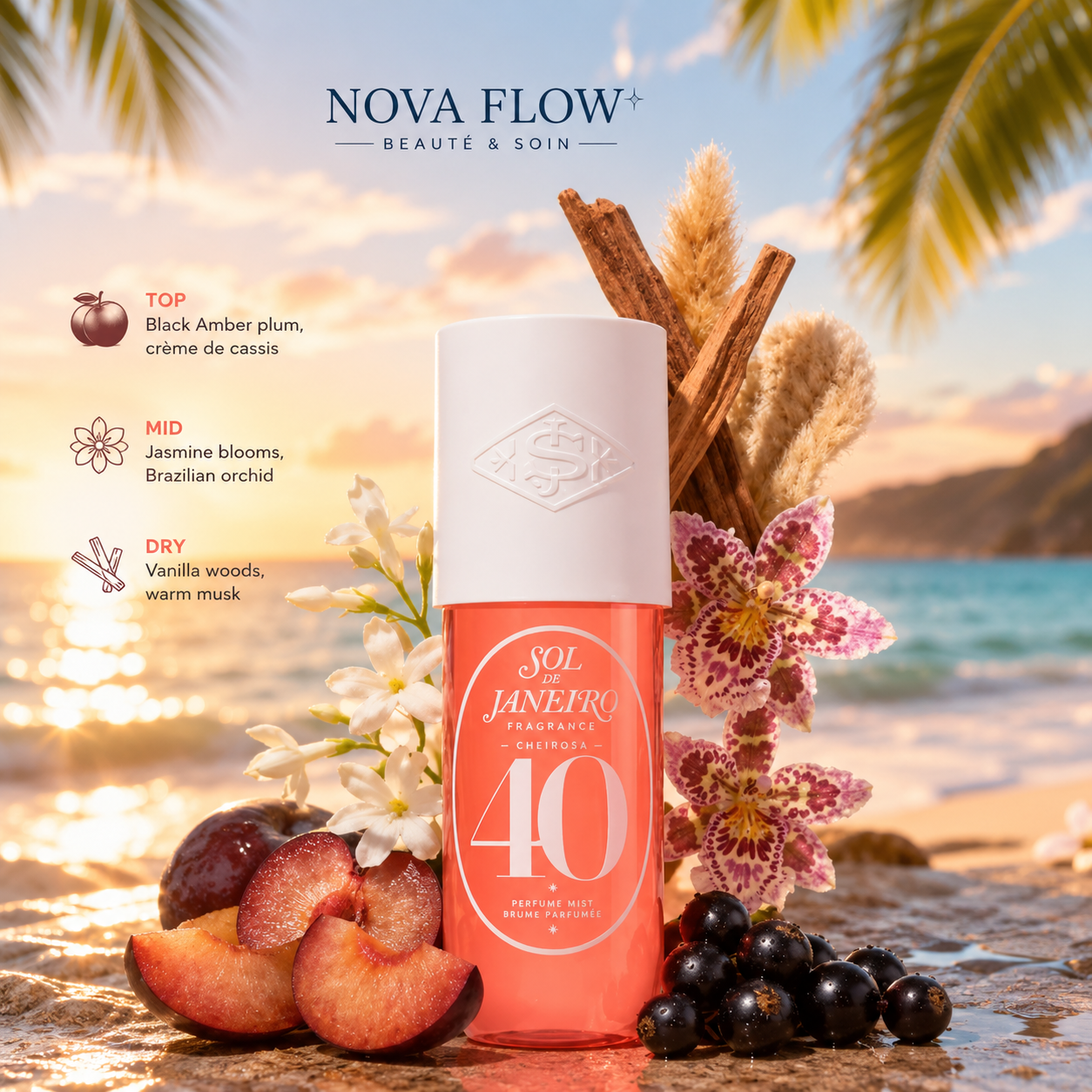 Brume Parfumée Sol De Janeiro Cheirosa 40 – 90 ml | Floral Fruité Vanillé | Longue Tenue | Idéale pour les Voyages