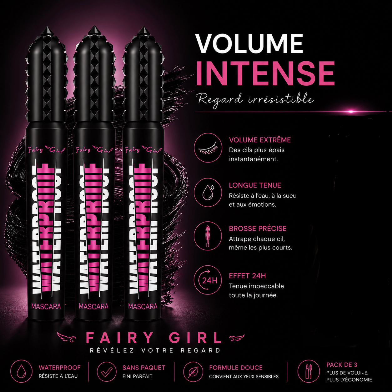 Mascara Waterproof Volume Intense – Cils XXL & Tenue 24H