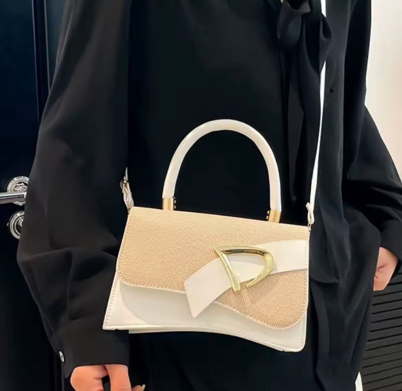 Sacs pour femmes, sac à bandoulière contrasté épissé à la main