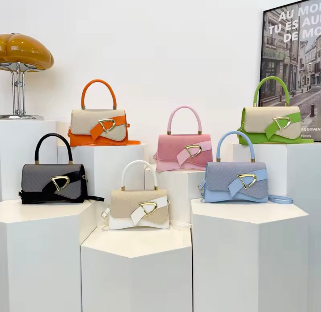 Sacs pour femmes, sac à bandoulière contrasté épissé à la main