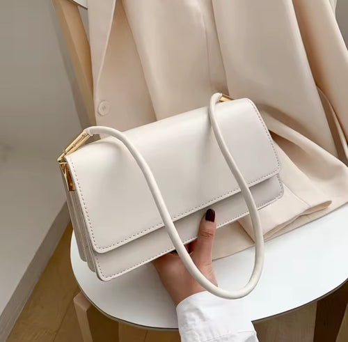 Sac à main rétro en cuir PU solide pour femme, sac sous les bras initié
