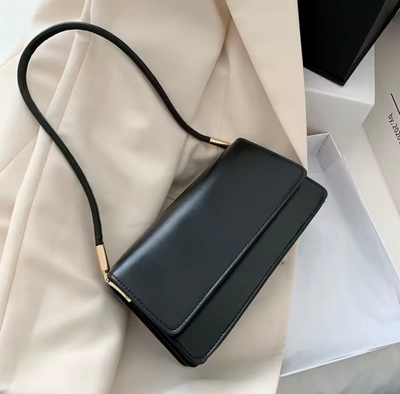 Sac à main rétro en cuir PU solide pour femme, sac sous les bras initié