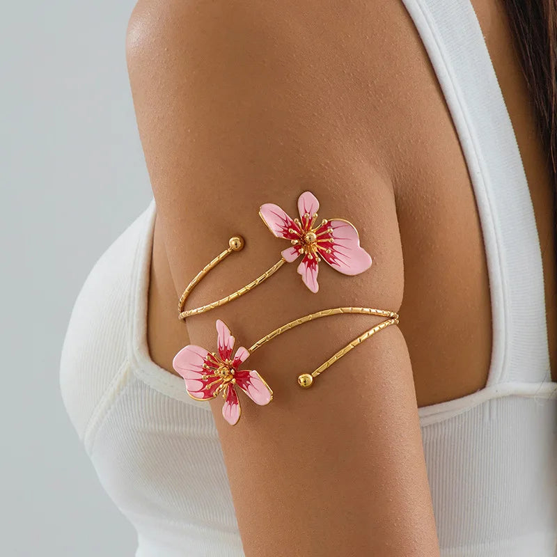 🌸 Bracelet de Bras Fleur Élégance Dorée