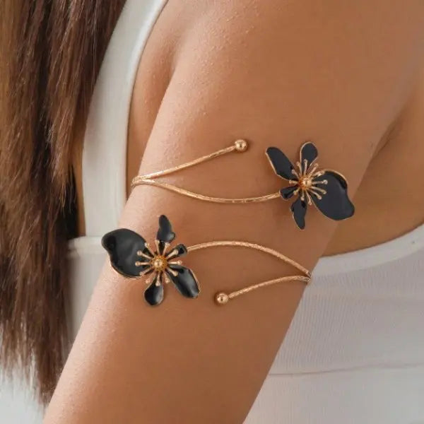🌸 Bracelet de Bras Fleur Élégance Dorée