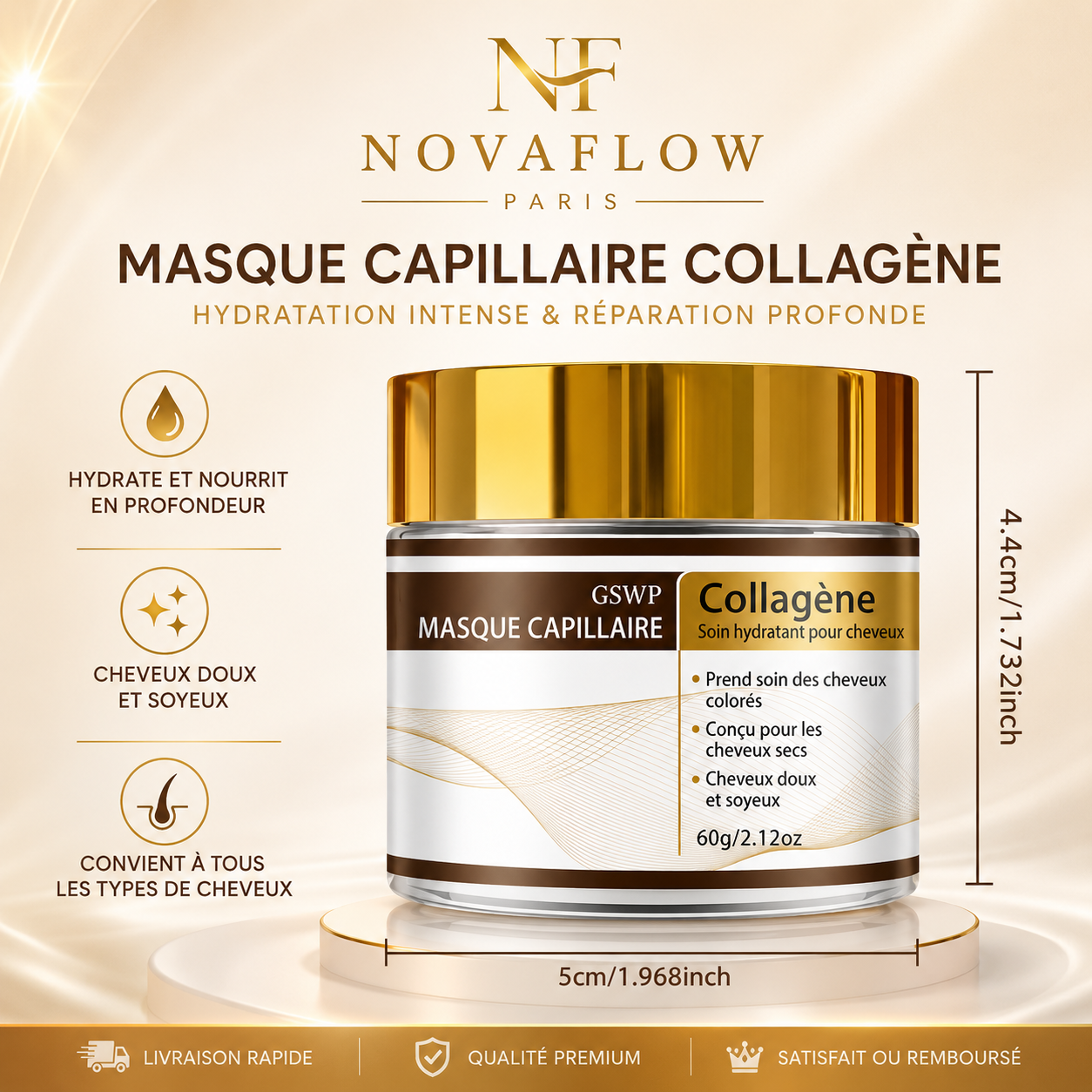 ✨ Masque Capillaire au Collagène – Réparation Intense & Hydratation Profonde