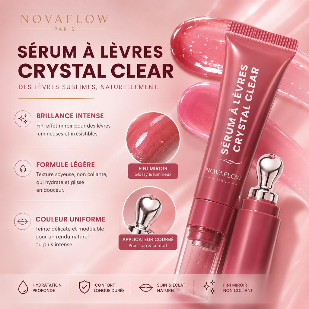 💋 NovaFlow™ Lip Serum Red Bean – Gloss Hydratant Effet Repulpant & Brillance Naturelle