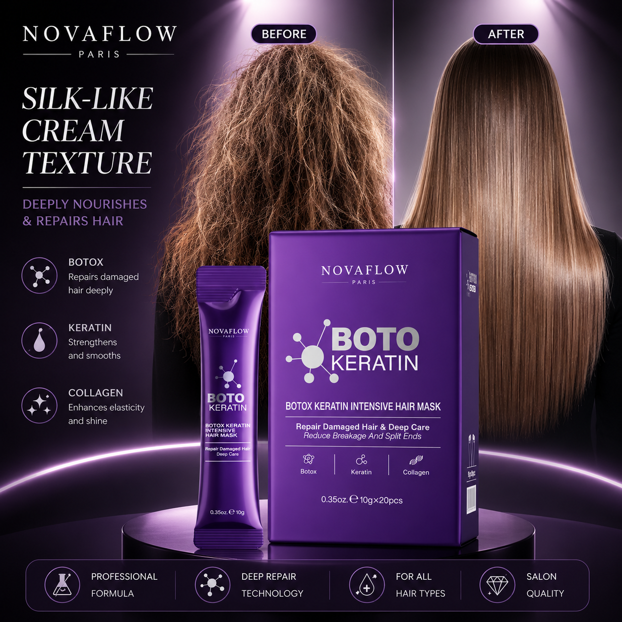 Masque Capillaire Botox Kératine – Réparation Intensive & Brillance Professionnelle