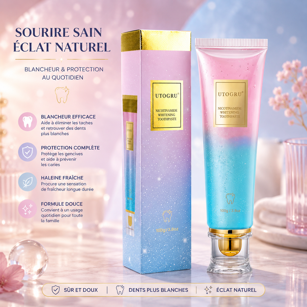 Dentifrice Blanchissant SADOER 100g – Élimine les Taches, Haleine Fraîche 24h & Sourire Éclatant