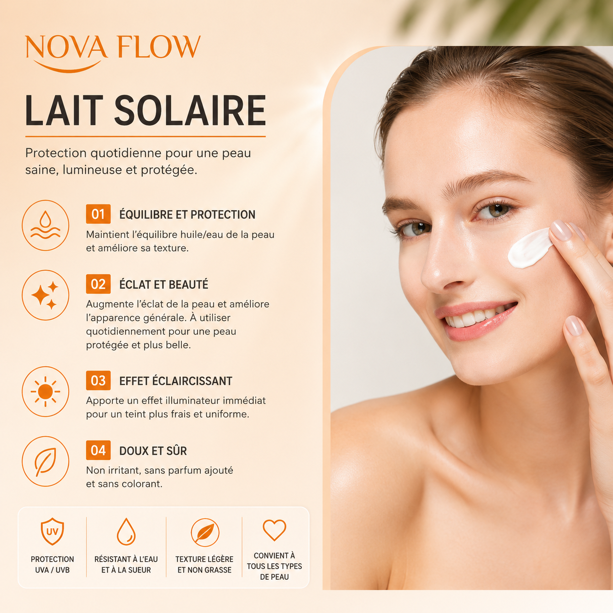Crème Solaire EELHOE SPF 60+ PA+++ UVA/UVB – Protection 8H Hydratante & Waterproof 50 ml