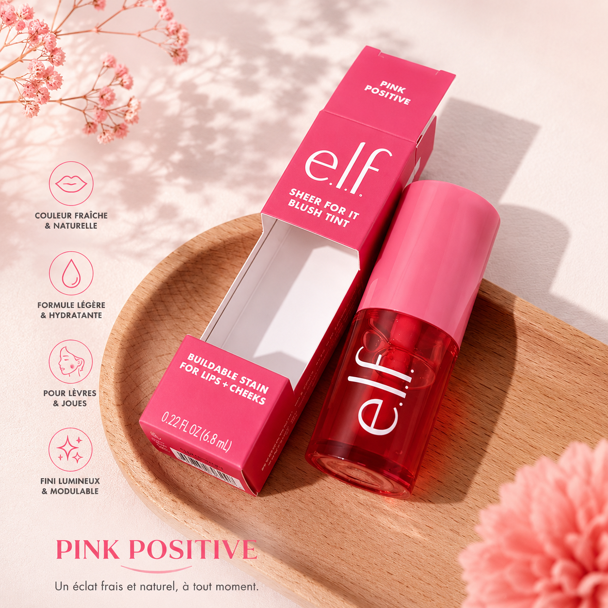 e.l.f. Sheer For It Blush Tint – Cherry Cola | Teinte Lèvres & Joues Longue Tenue