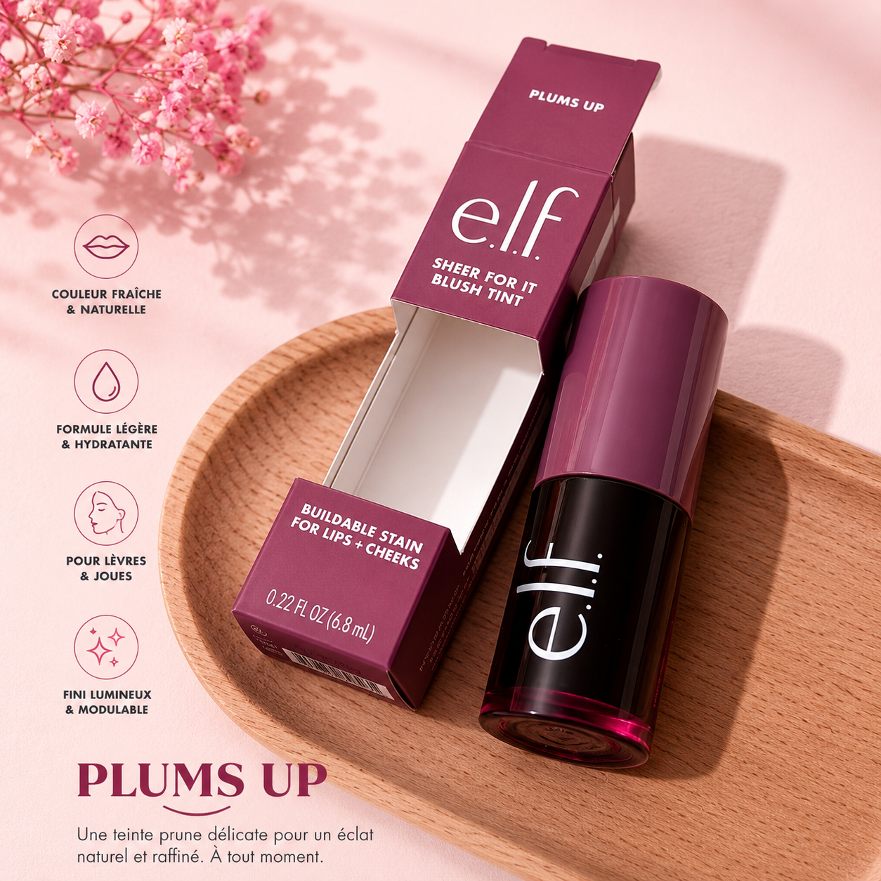 e.l.f. Sheer For It Blush Tint – Cherry Cola | Teinte Lèvres & Joues Longue Tenue