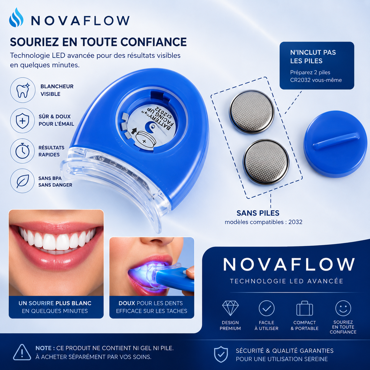 🦷 NOVAFLOW™ Kit de Blanchiment Dentaire LED Professionnel