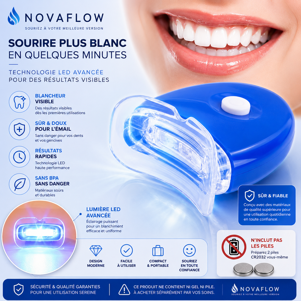 🦷 NOVAFLOW™ Kit de Blanchiment Dentaire LED Professionnel