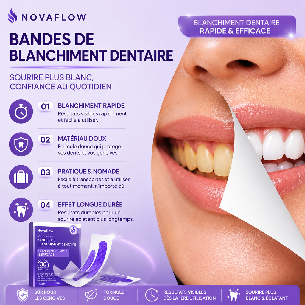 ✨ NovaFlow™ – Bandes de Blanchiment Dentaire